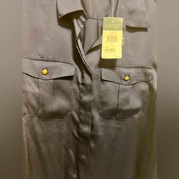 Ralph Lauren beautiful satin blue button down shirt size large - Picture 5 of 8